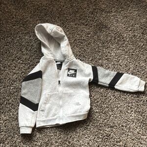 Nike Gray and Black Zip-Up Hoodie with Logo
